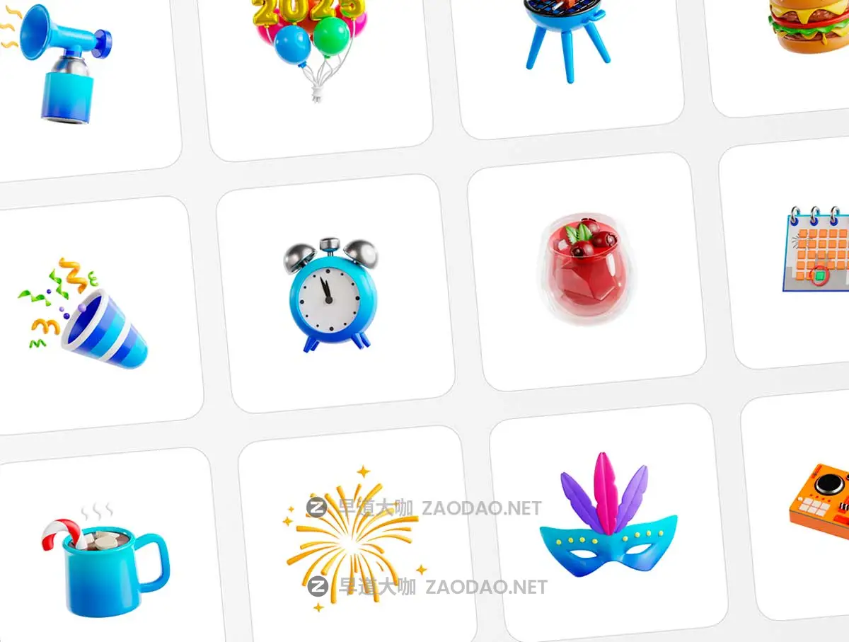 30款2025新年节日派对庆祝3D立体插图图标Icons设计Blender/OBJ/PNG格式素材 New Year 2025 3D Illustration插图4 30款2025新年节日派对庆祝3D立体插图图标Icons设计Blender/OBJ/PNG格式素材 New Year 2025 3D Illustration插图4