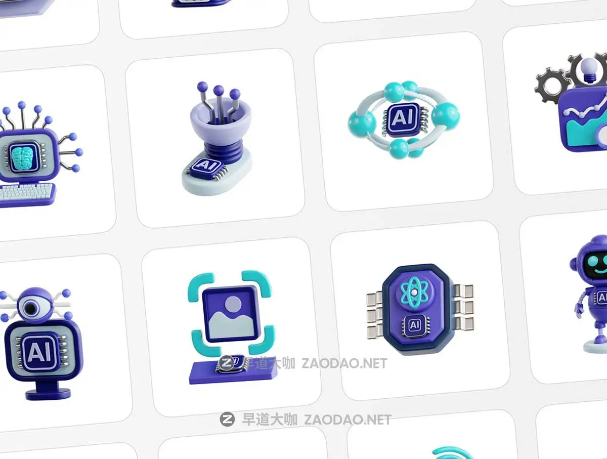 30款3D质感AI人工智能机器人插图图标Icons设计Blender/PNG/OBJ格式素材 Artificial Intelligence Essential 3D Illustration插图5 30款3D质感AI人工智能机器人插图图标Icons设计Blender/PNG/OBJ格式素材 Artificial Intelligence Essential 3D Illustration插图5