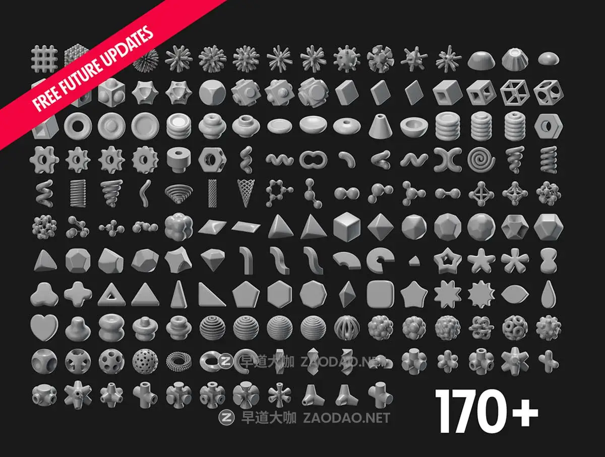 170+款超现代抽象艺术不规则3D三维几何图形图标设计Blender/Figma/PNG格式素材 Abstracts — multipurpose abstract geometry 3d shapes插图3 170+款超现代抽象艺术不规则3D三维几何图形图标设计Blender/Figma/PNG格式素材 Abstracts — multipurpose abstract geometry 3d shapes插图3