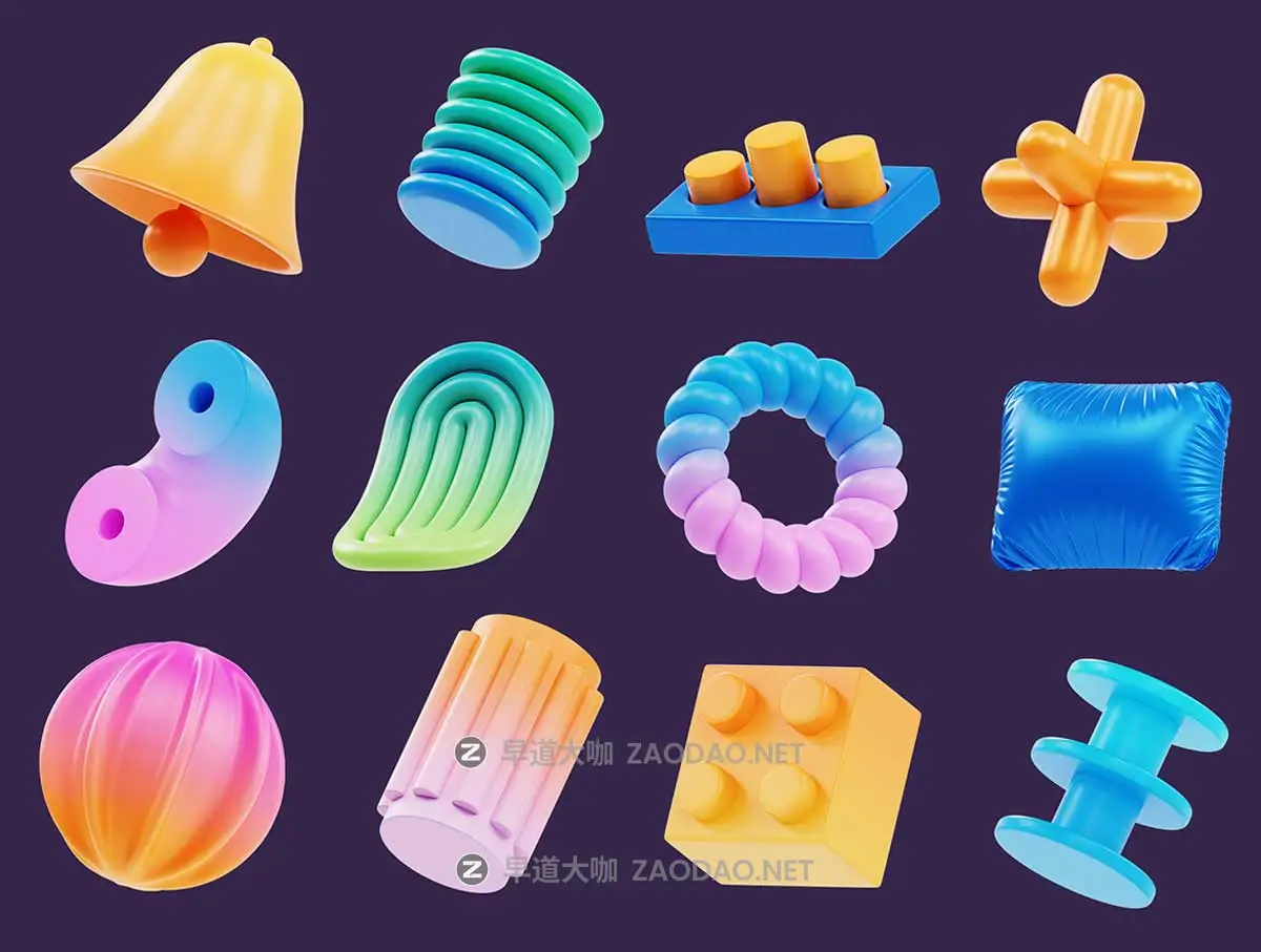 28款多彩抽象3D立体几何图形插图模型图标Icons设计Blender/PNG/C4D格式素材 Abstract Shapes 3D Icon Set插图4 28款多彩抽象3D立体几何图形插图模型图标Icons设计Blender/PNG/C4D格式素材 Abstract Shapes 3D Icon Set插图4