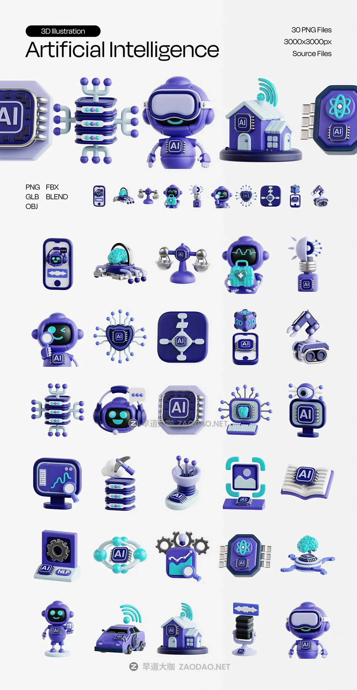 30款3D质感AI人工智能机器人插图图标Icons设计Blender/PNG/OBJ格式素材 Artificial Intelligence Essential 3D Illustration插图6 30款3D质感AI人工智能机器人插图图标Icons设计Blender/PNG/OBJ格式素材 Artificial Intelligence Essential 3D Illustration插图6