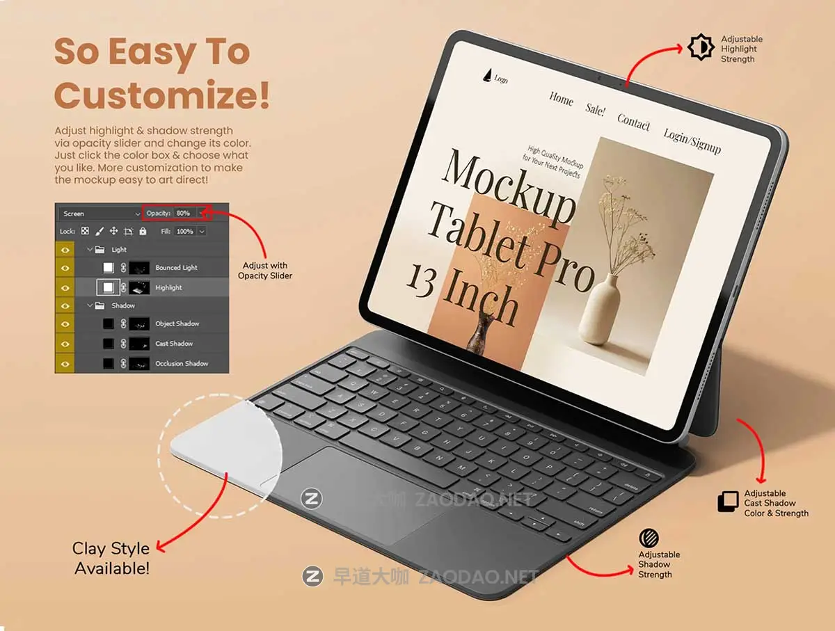 14款Ins风带键盘苹果iPad Pro M4平板电脑UI界面设计PS贴图样机模板 iPad Pro M4 13 Inch Display + Keyboard Pack插图3 14款Ins风带键盘苹果iPad Pro M4平板电脑UI界面设计PS贴图样机模板 iPad Pro M4 13 Inch Display + Keyboard Pack插图3