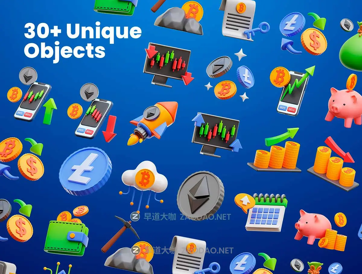 32款高级加密货币比特币金融理财3D图标Icons设计Blender/PNG格式素材 Cryptocurrency 3D Icons插图4 32款高级加密货币比特币金融理财3D图标Icons设计Blender/PNG格式素材 Cryptocurrency 3D Icons插图4