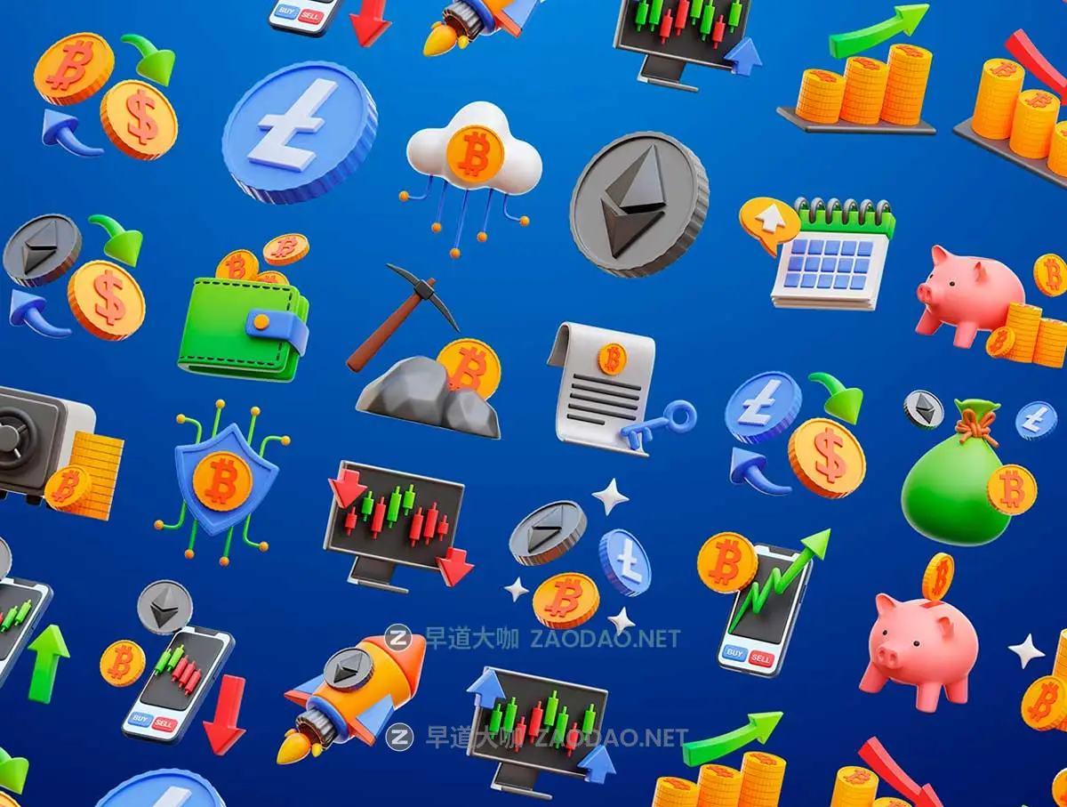 32款高级加密货币比特币金融理财3D图标Icons设计Blender/PNG格式素材 Cryptocurrency 3D Icons插图5 32款高级加密货币比特币金融理财3D图标Icons设计Blender/PNG格式素材 Cryptocurrency 3D Icons插图5