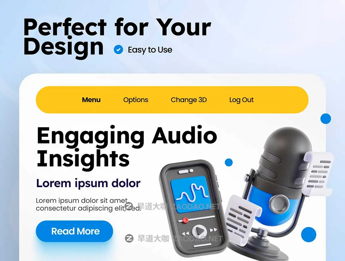 15款高级质感广播博客播音音频话筒音响设备3D插图图标Icons设计OBJ/PNG格式素材 3D Podcast and Audio Illustrations插图5 15款高级质感广播博客播音音频话筒音响设备3D插图图标Icons设计OBJ/PNG格式素材 3D Podcast and Audio Illustrations插图5