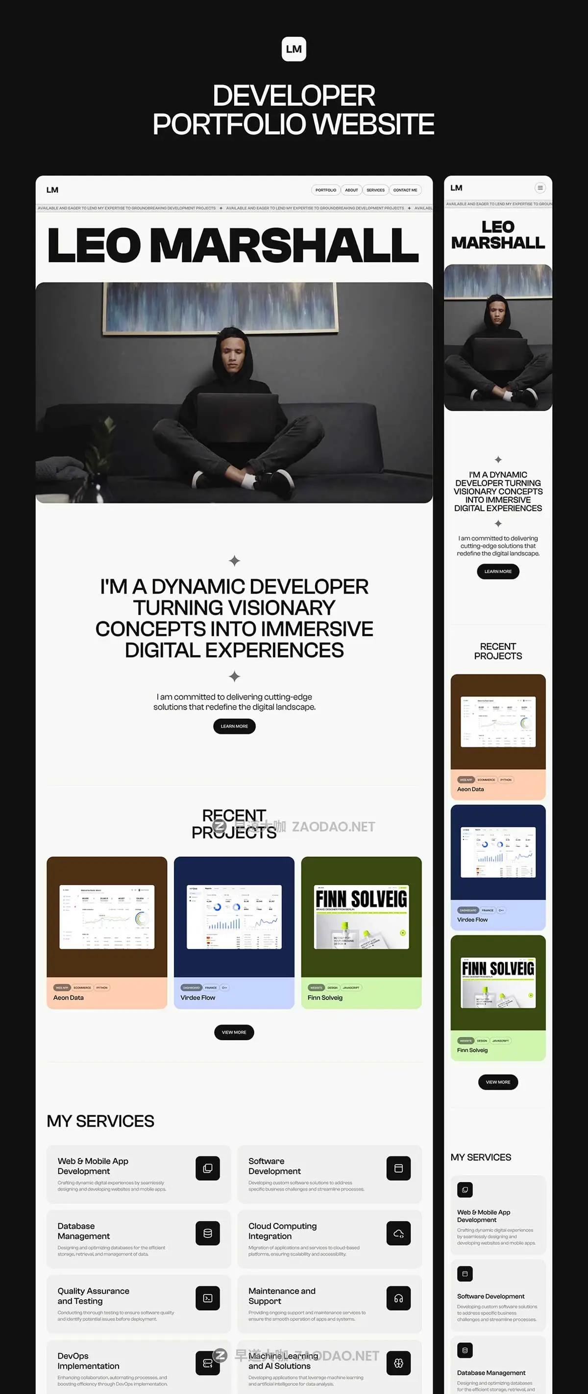 响应式创意极简作品集网站界面WEB UI设计Figma模板素材 Leo Marshall — Developer Portfolio Website插图5 响应式创意极简作品集网站界面WEB UI设计Figma模板素材 Leo Marshall — Developer Portfolio Website插图5