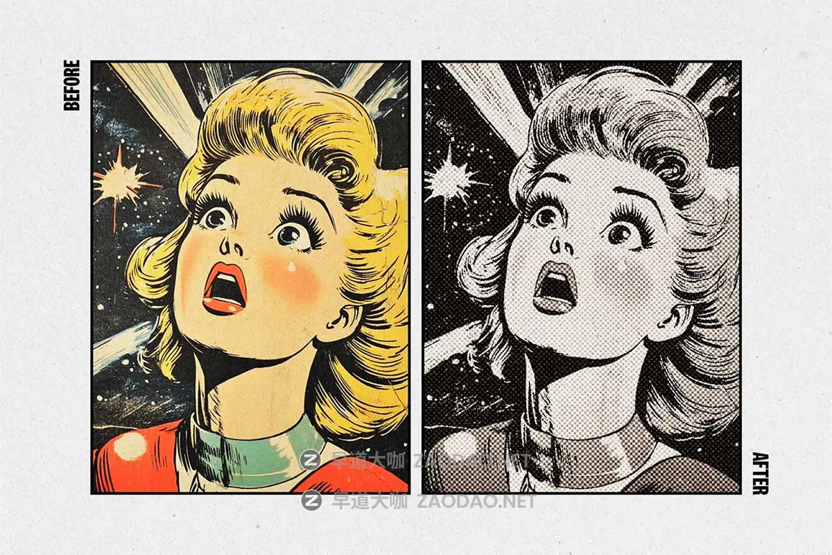 复古做旧划痕破损老式漫画半调印刷照片效果PS特效滤镜插件样机素材 Retro Print Photo Effect插图3 复古做旧划痕破损老式漫画半调印刷照片效果PS特效滤镜插件样机素材 Retro Print Photo Effect插图3