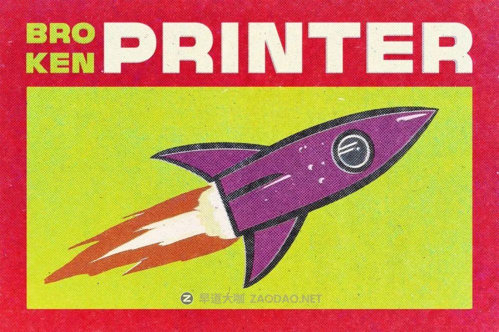 复古半色调老式打印复印照片效果ps特效滤镜样机 Broken Printer Design Effect插图 复古半色调老式打印复印照片效果ps特效滤镜样机 Broken Printer Design Effect插图