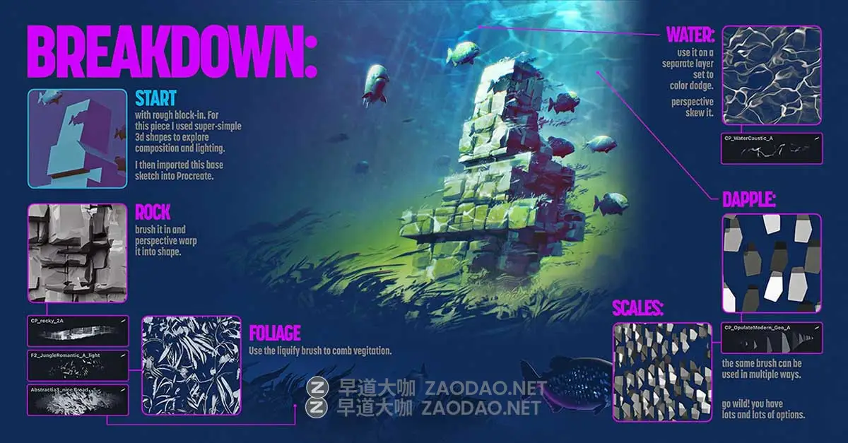 创意树叶树木木纹岩石云朵概念插画绘画效果procreate笔刷画笔素材Concept Megapack for Procreate插图3 创意树叶树木木纹岩石云朵概念插画绘画效果procreate笔刷画笔素材Concept Megapack for Procreate插图3