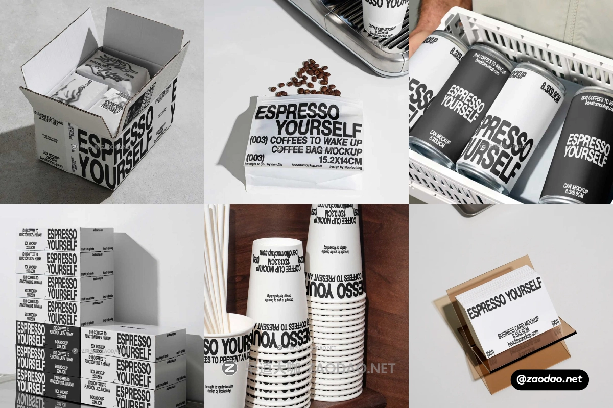 12款咖啡Vi设计包装盒纸箱纸杯包装袋易拉罐名片展示PS贴图样机模板Bendito Mockup – Espresso Yourself Mockup Vol 1插图 12款咖啡Vi设计包装盒纸箱纸杯包装袋易拉罐名片展示PS贴图样机模板Bendito Mockup – Espresso Yourself Mockup Vol 1插图