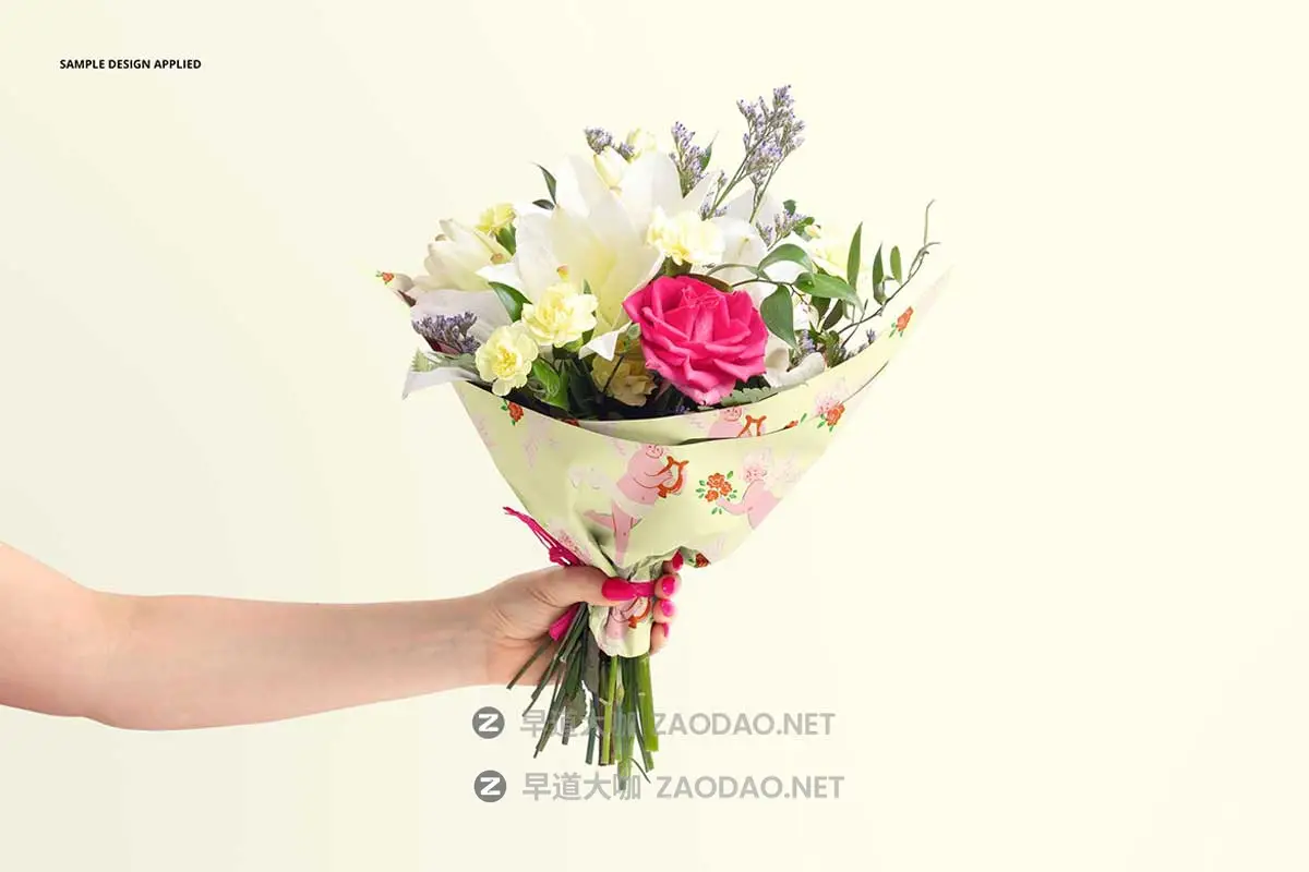 时尚Ins风花束鲜花包装纸防尘纸印花图案设计展示效果图Ps贴图样机模板素材Romantic Flowers Packaging Mockup Set插图3 时尚Ins风花束鲜花包装纸防尘纸印花图案设计展示效果图Ps贴图样机模板素材Romantic Flowers Packaging Mockup Set插图3