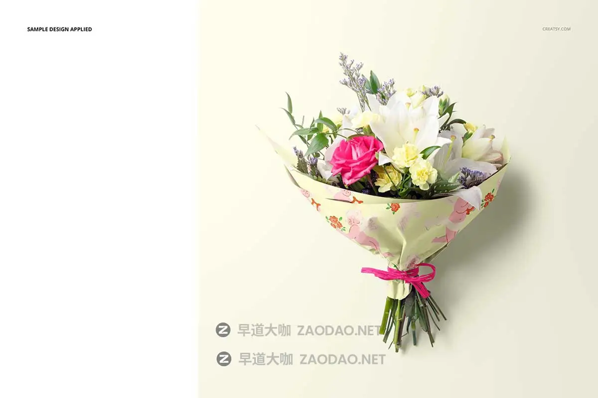 时尚Ins风花束鲜花包装纸防尘纸印花图案设计展示效果图Ps贴图样机模板素材Romantic Flowers Packaging Mockup Set插图4 时尚Ins风花束鲜花包装纸防尘纸印花图案设计展示效果图Ps贴图样机模板素材Romantic Flowers Packaging Mockup Set插图4