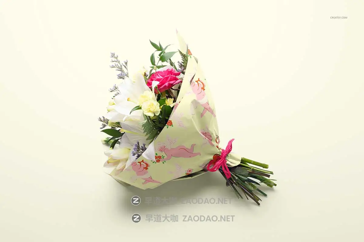 时尚Ins风花束鲜花包装纸防尘纸印花图案设计展示效果图Ps贴图样机模板素材Romantic Flowers Packaging Mockup Set插图5 时尚Ins风花束鲜花包装纸防尘纸印花图案设计展示效果图Ps贴图样机模板素材Romantic Flowers Packaging Mockup Set插图5