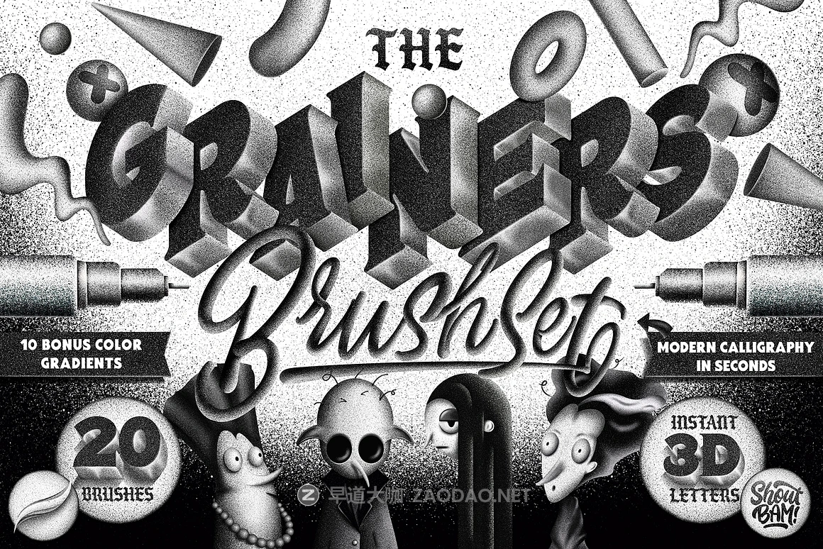 20款复古颗粒燥点3D绘画效果Procreate着色器笔刷画笔素材The Grainers Brush Set插图 20款复古颗粒燥点3D绘画效果Procreate着色器笔刷画笔素材The Grainers Brush Set插图