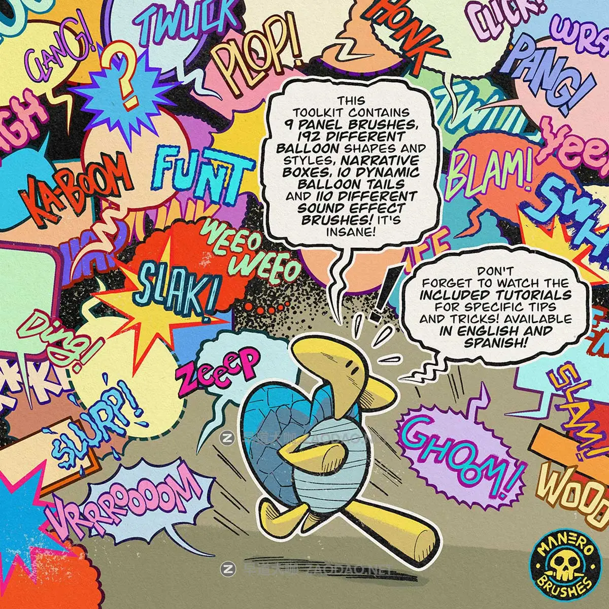 创意趣味动漫对话框气球音效手绘绘画procreate笔刷画笔素材Ultimate Dynamic Comic Panels, Balloons and SFX Toolkit for Procreate插图4 创意趣味动漫对话框气球音效手绘绘画procreate笔刷画笔素材Ultimate Dynamic Comic Panels, Balloons and SFX Toolkit for Procreate插图4