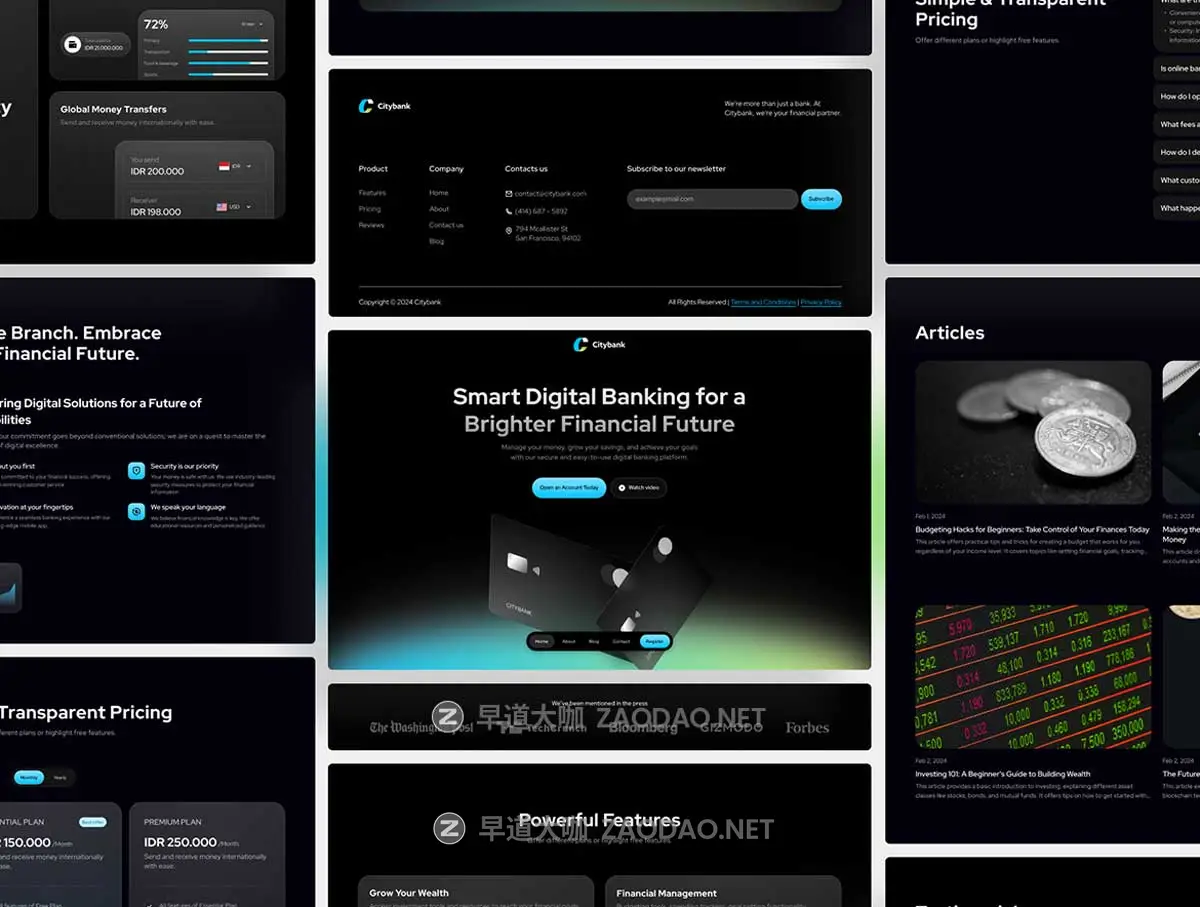 响应式数字银行金融网站登录界面web ui设计figma/framer模板素材City Bank – Digital Banking Framer Template插图1 响应式数字银行金融网站登录界面web ui设计figma/framer模板素材City Bank – Digital Banking Framer Template插图1