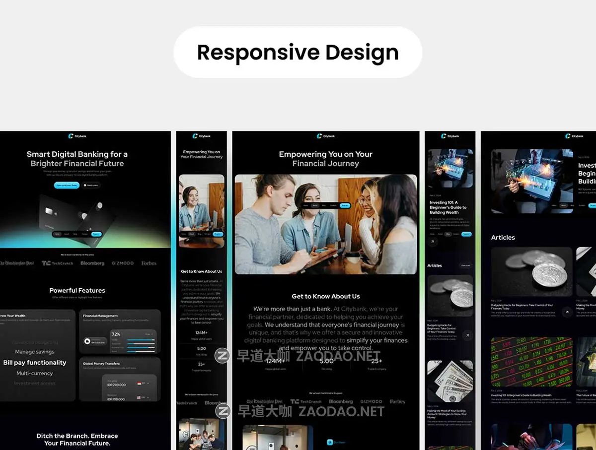 响应式数字银行金融网站登录界面web ui设计figma/framer模板素材City Bank – Digital Banking Framer Template插图2 响应式数字银行金融网站登录界面web ui设计figma/framer模板素材City Bank – Digital Banking Framer Template插图2