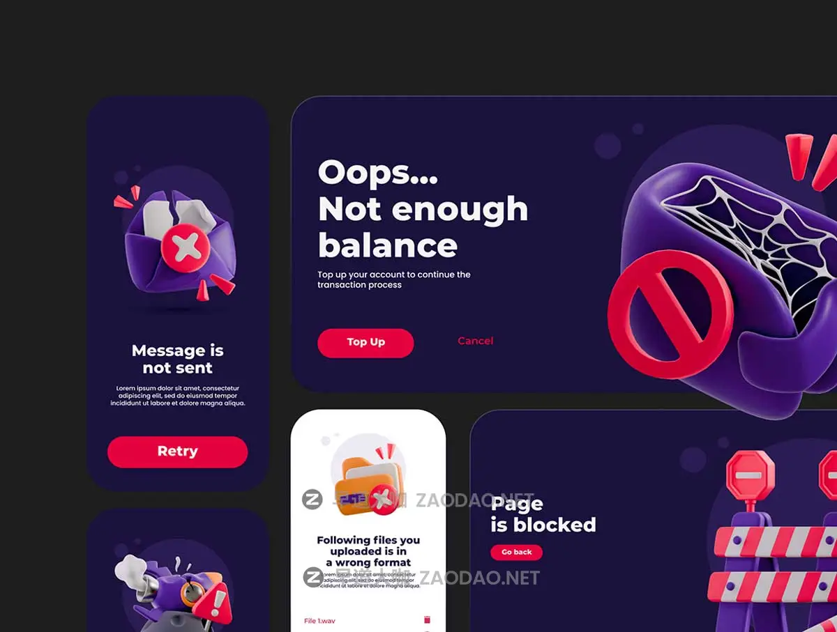 12款3D立体质感404访问密码错误链接丢失状态插图图标Icons设计Blender/Figma/PNG格式素材 Fail States 3D Icon插图5 12款3D立体质感404访问密码错误链接丢失状态插图图标Icons设计Blender/Figma/PNG格式素材 Fail States 3D Icon插图5