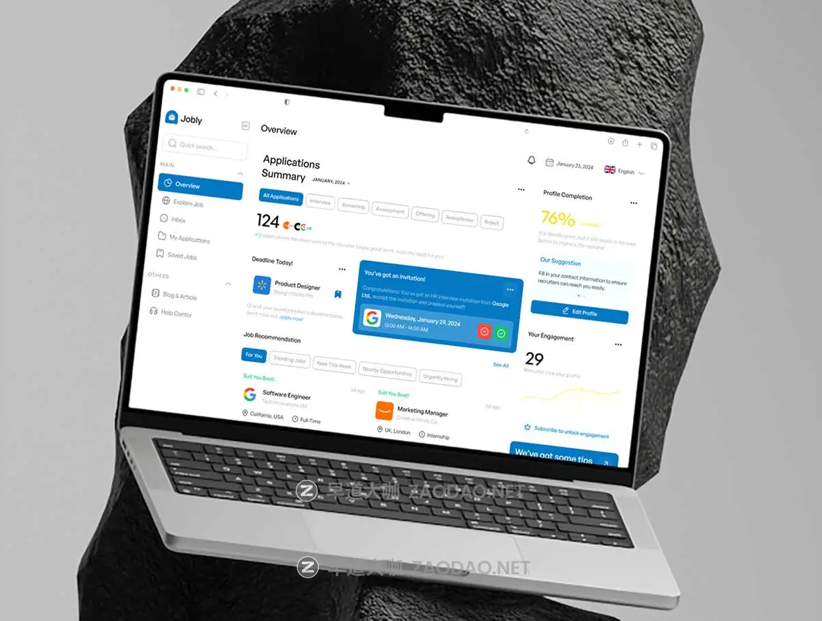 340+屏响应式应聘求职找工作平台仪表盘ui界面设计figma模板套件Jobly – Job Finder Dashboard UI Kit插图6 340+屏响应式应聘求职找工作平台仪表盘ui界面设计figma模板套件Jobly – Job Finder Dashboard UI Kit插图6