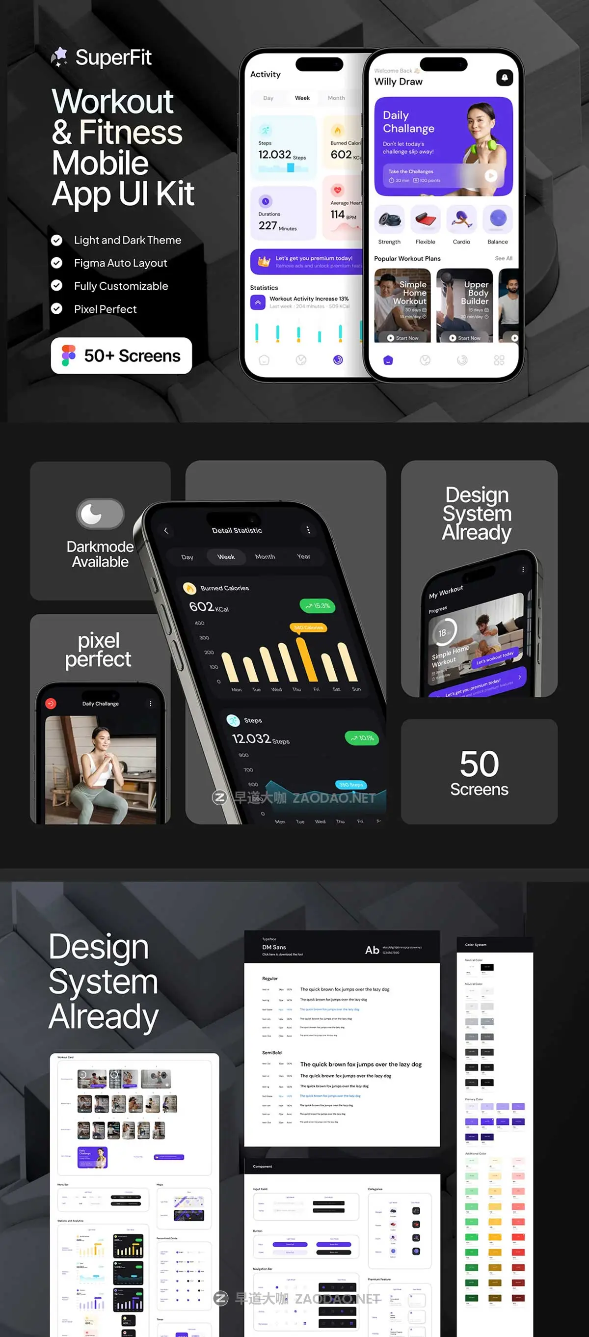 50+屏双配色锻炼健身运动数据跟踪应用程序app ui界面设计figma模板套件SuperFit – Workout & Fitness Mobile App UI Kit插图7 50+屏双配色锻炼健身运动数据跟踪应用程序app ui界面设计figma模板套件SuperFit – Workout & Fitness Mobile App UI Kit插图7