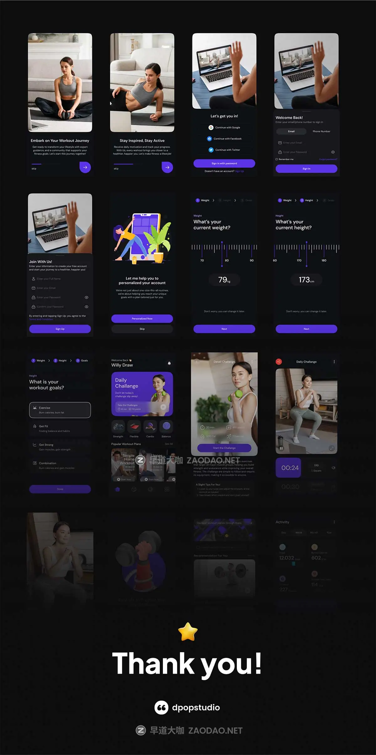 50+屏双配色锻炼健身运动数据跟踪应用程序app ui界面设计figma模板套件SuperFit – Workout & Fitness Mobile App UI Kit插图8 50+屏双配色锻炼健身运动数据跟踪应用程序app ui界面设计figma模板套件SuperFit – Workout & Fitness Mobile App UI Kit插图8