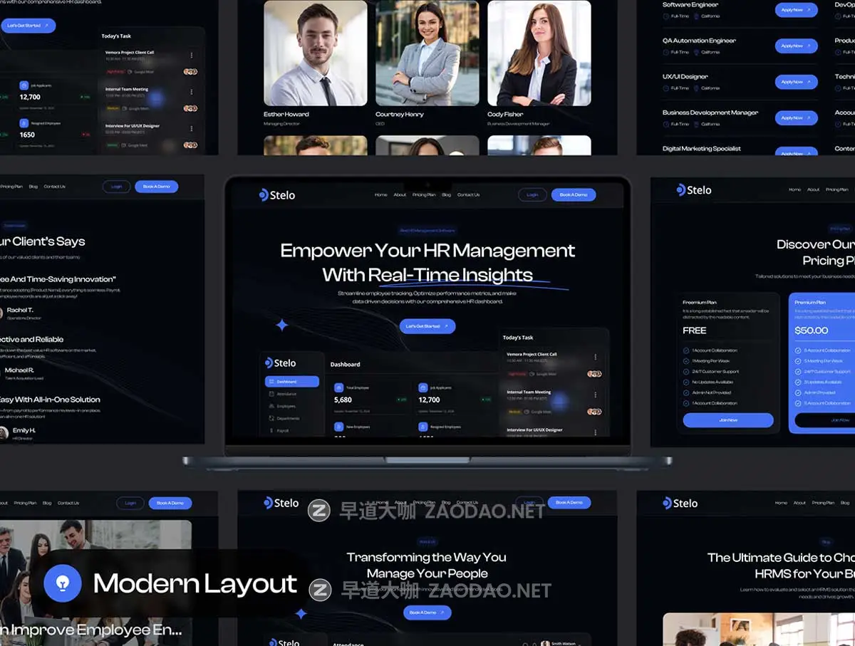 25+屏响应式SaaS人力资源考勤绩效HR网站WEB UI界面设计Figma模板套件 Stelo – SaaS HRMS Website UI Kit插图3 25+屏响应式SaaS人力资源考勤绩效HR网站WEB UI界面设计Figma模板套件 Stelo – SaaS HRMS Website UI Kit插图3