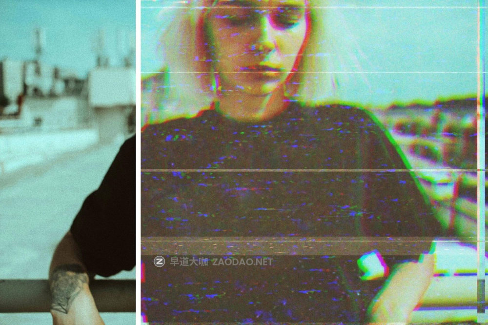 复古故障失真磁带照片效果ps特效滤镜样机 VHS Tape Effect插图1