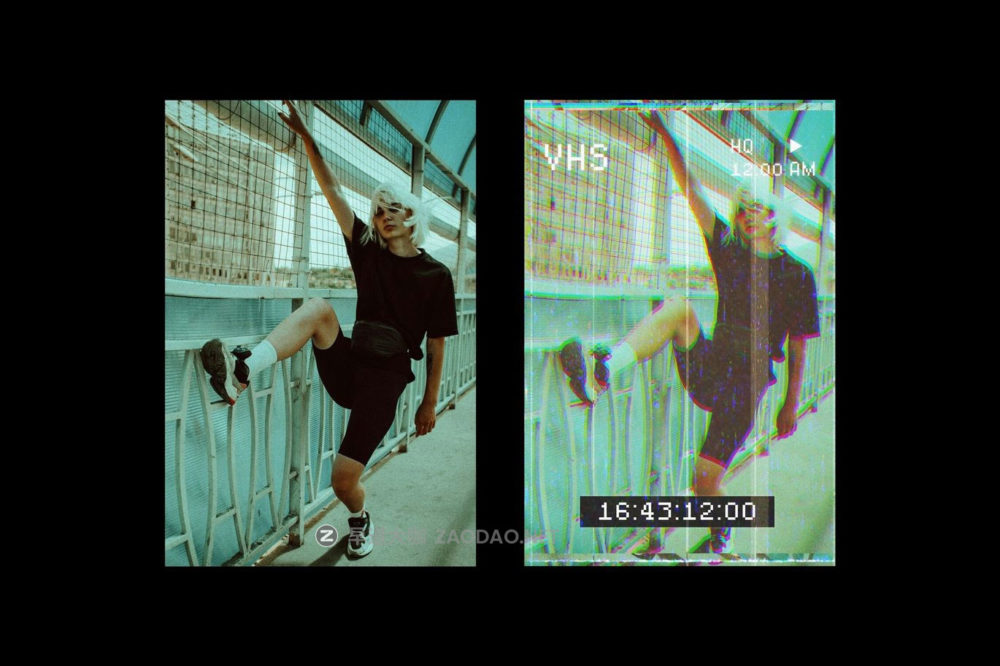 复古故障失真磁带照片效果ps特效滤镜样机 VHS Tape Effect插图2