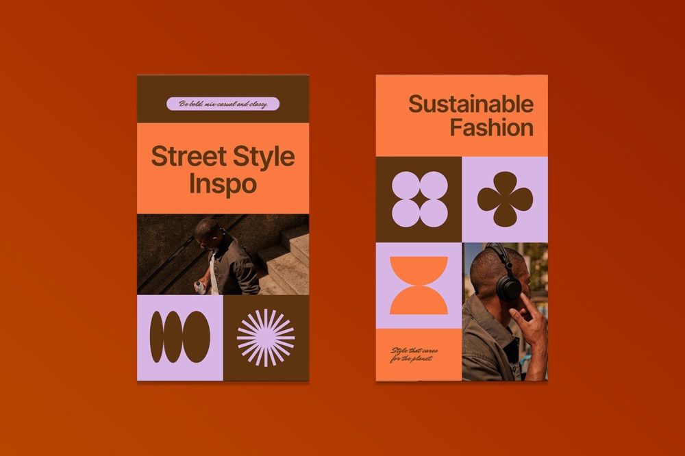 棕紫色时尚品牌推广电商海报排版设计PSD/AI模板素材 Brown Purple Fashion Instagram Story 003插图2