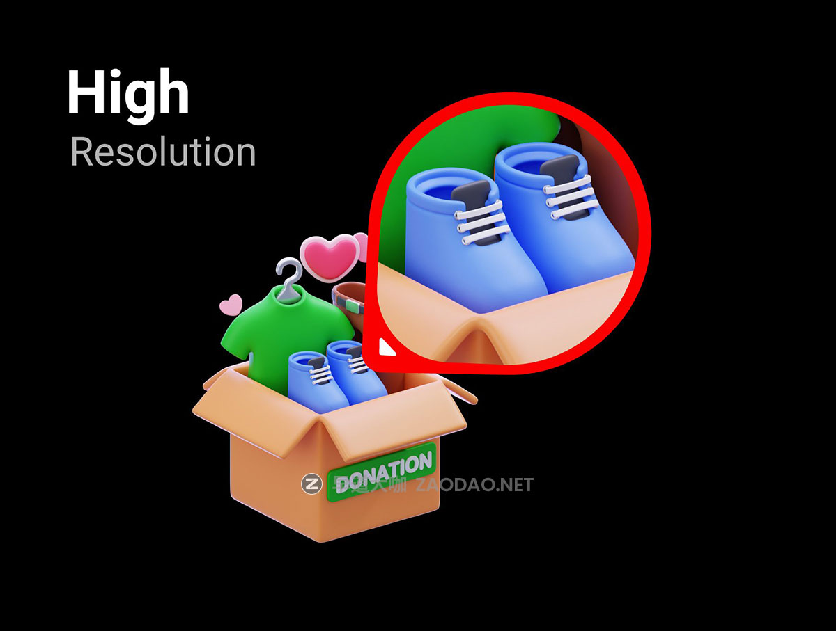 15款3D质感慈善爱心捐赠UI界面图标Icons设计Blender/Png格式素材Charity & Donation 3D Icon Pack插图2