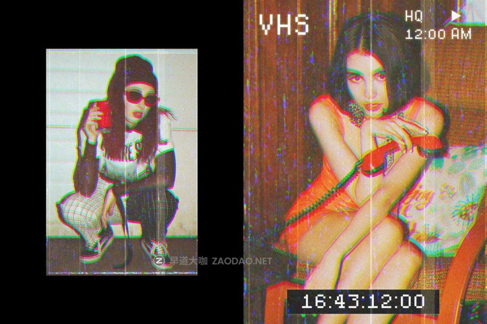 复古故障失真磁带照片效果ps特效滤镜样机 VHS Tape Effect插图3