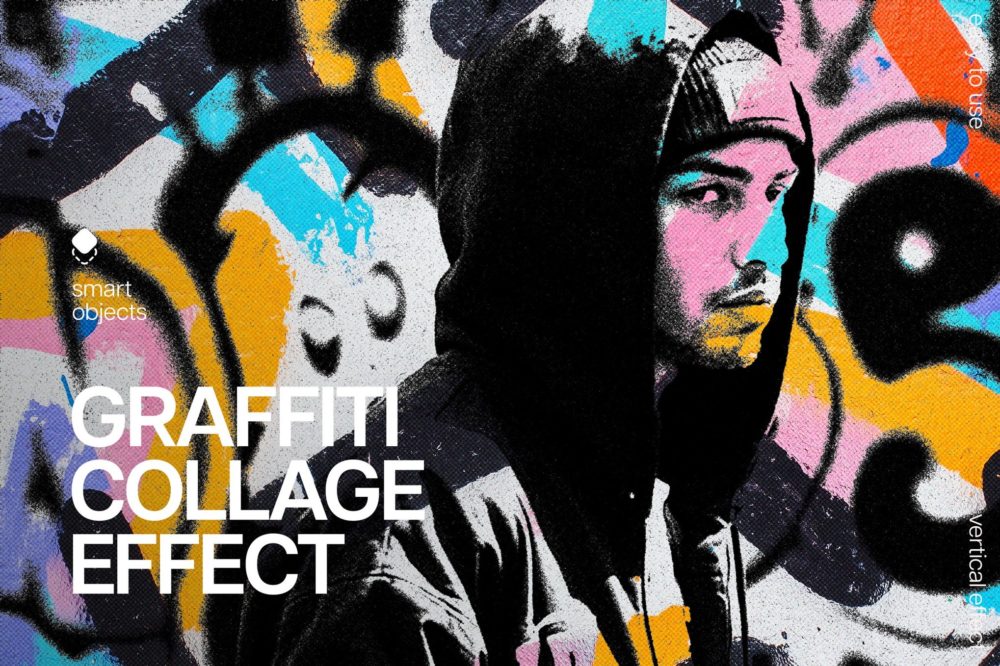 复古涂鸦艺术拼贴照片效果ps特效滤镜样机 Graffiti Art Collage Photo Effect插图