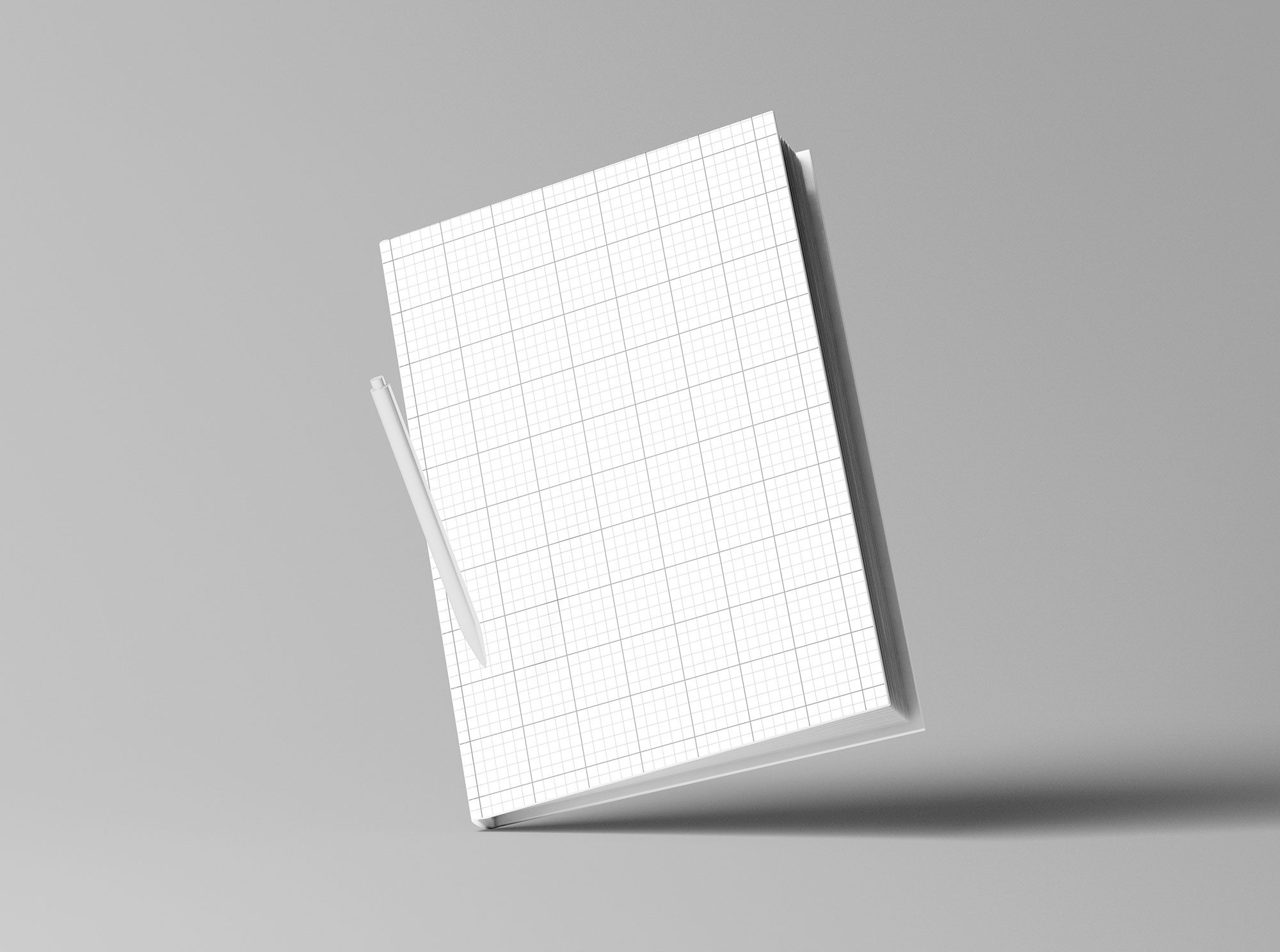 精装带笔笔记本设计Vi展示效果图PSD样机模板素材Graphicpear – Hardcover Notebook with Pen Mockup插图1