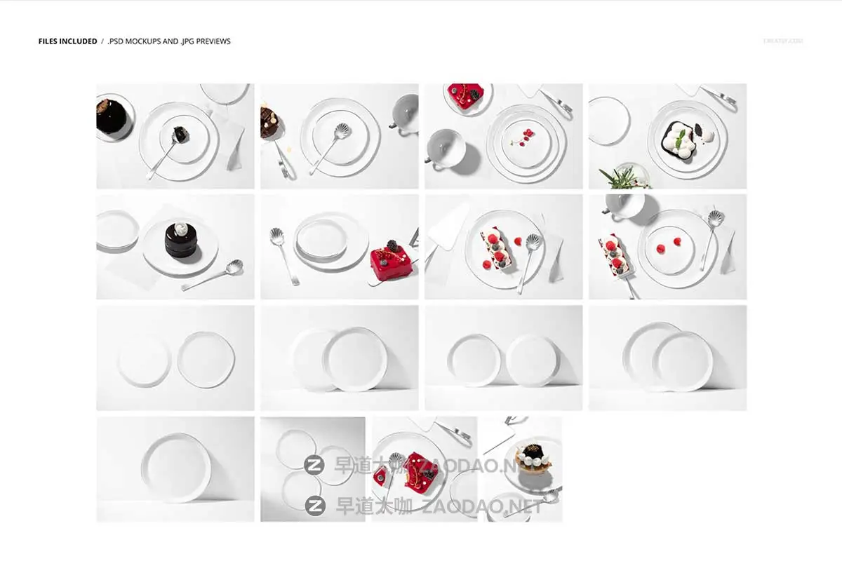 16款瓷盘菜单餐巾纸糕点甜点Vi设计展示效果图Ps贴图样机模板 Plate Mockup Set (pastry shop edition)插图1 16款瓷盘菜单餐巾纸糕点甜点Vi设计展示效果图Ps贴图样机模板 Plate Mockup Set (pastry shop edition)插图1