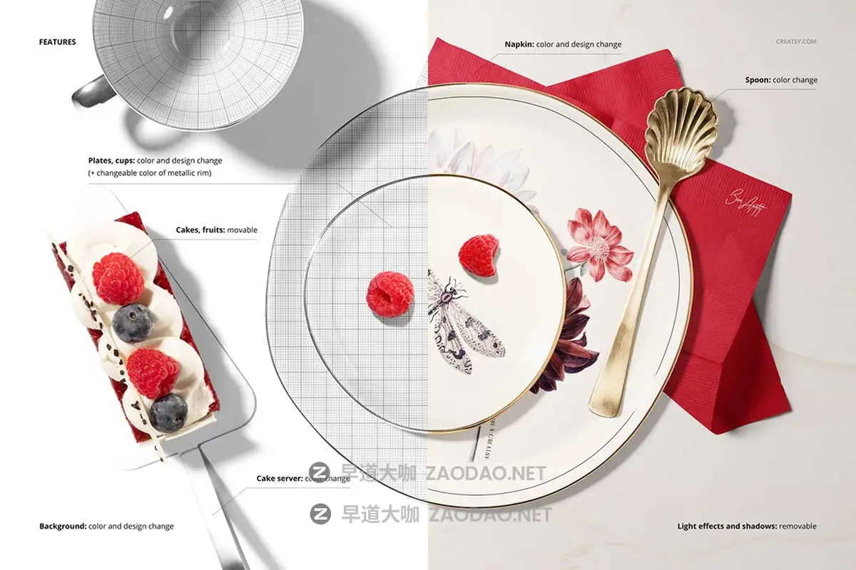 16款瓷盘菜单餐巾纸糕点甜点Vi设计展示效果图Ps贴图样机模板 Plate Mockup Set (pastry shop edition)插图2 16款瓷盘菜单餐巾纸糕点甜点Vi设计展示效果图Ps贴图样机模板 Plate Mockup Set (pastry shop edition)插图2
