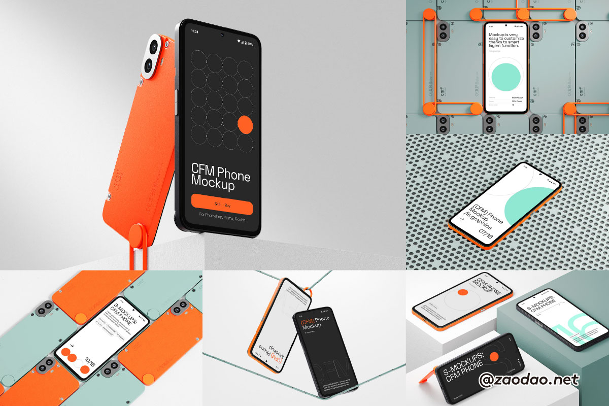 16款UI界面广告设计安卓CMF-Phone手机展示效果图Ps/Sketch/Figma样机模板素材S-Mockups, CMF Phone插图