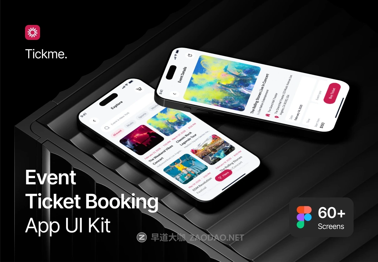 60+屏现代简约活动赛事电影票在线预定购买应用程序app ui界面设计figma格式模板套件Tickme – Event Booking App UI Kit插图 60+屏现代简约活动赛事电影票在线预定购买应用程序app ui界面设计figma格式模板套件Tickme – Event Booking App UI Kit插图