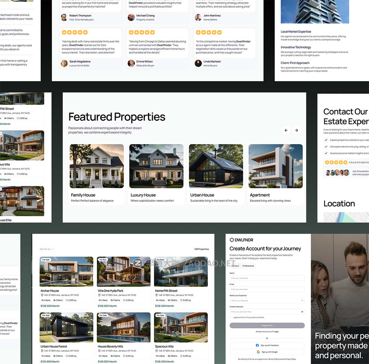 10屏响应式房地产房屋出租租赁中介网站web ui界面设计figma格式模板 Dwellfinder -Real Estate Website插图9