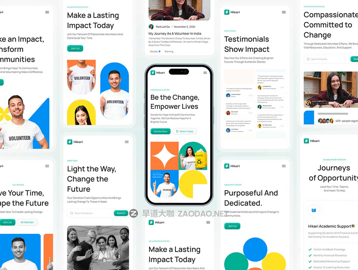 30屏现代极简爱心公益慈善网站登录界面web ui设计figma模板套件Hikari – Charity Website UI Kit插图5
