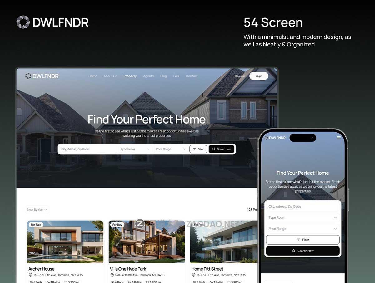10屏响应式房地产房屋出租租赁中介网站web ui界面设计figma格式模板 Dwellfinder -Real Estate Website插图3