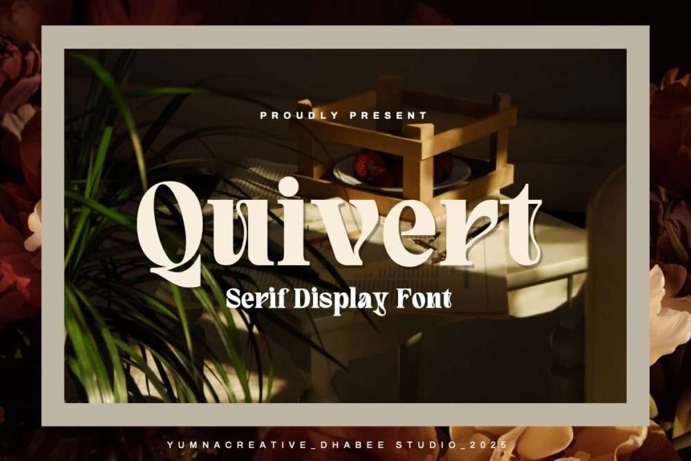 现代优雅杂志海报包装徽标设计衬线英文字体安装包 Quivert – Serif Display Font插图
