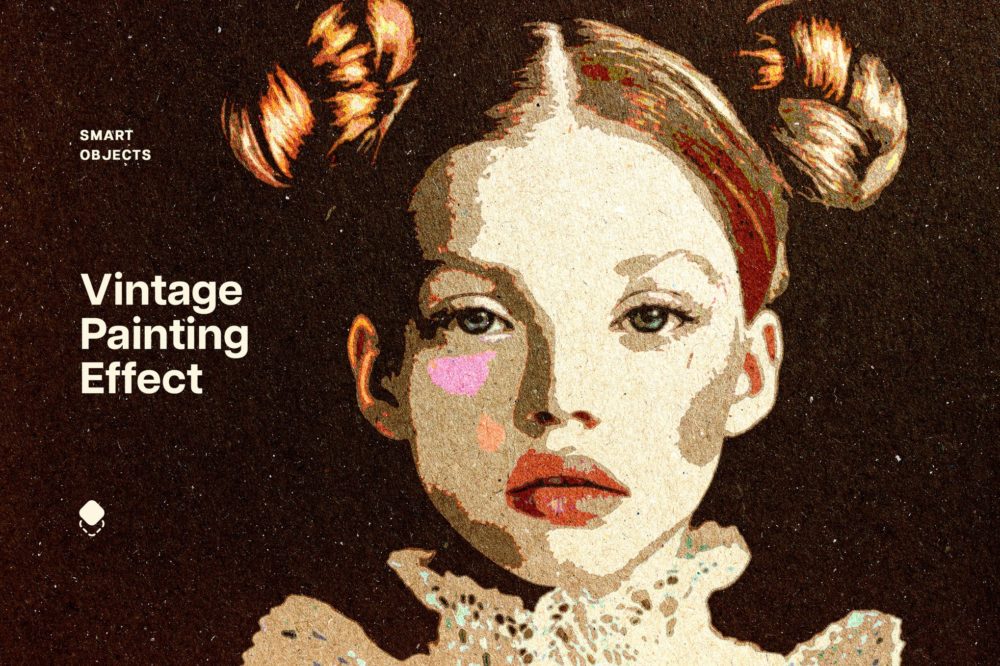 复古粗糙燥点绘画照片效果ps特效滤镜样机 Vintage Painting Photo Effect插图