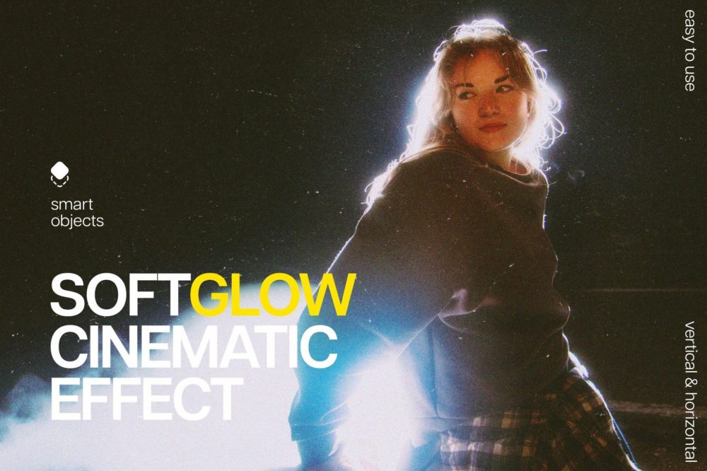 复古模糊燥点发光照片效果ps特效滤镜样机 Soft Glow Cinematic Effect插图