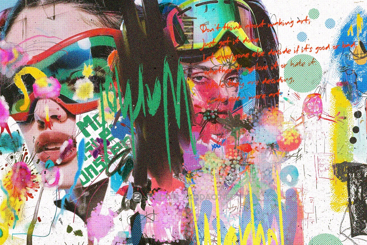 300 Go Crazy Like Basquiat by Lilithcollageart 300款复古潮流前卫街头涂鸦乱涂乱画新表现主义艺术PNG免抠图肌理纹理设计素材插图