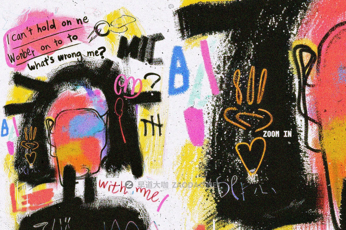 300 Go Crazy Like Basquiat by Lilithcollageart 300款复古潮流前卫街头涂鸦乱涂乱画新表现主义艺术PNG免抠图肌理纹理设计素材插图1