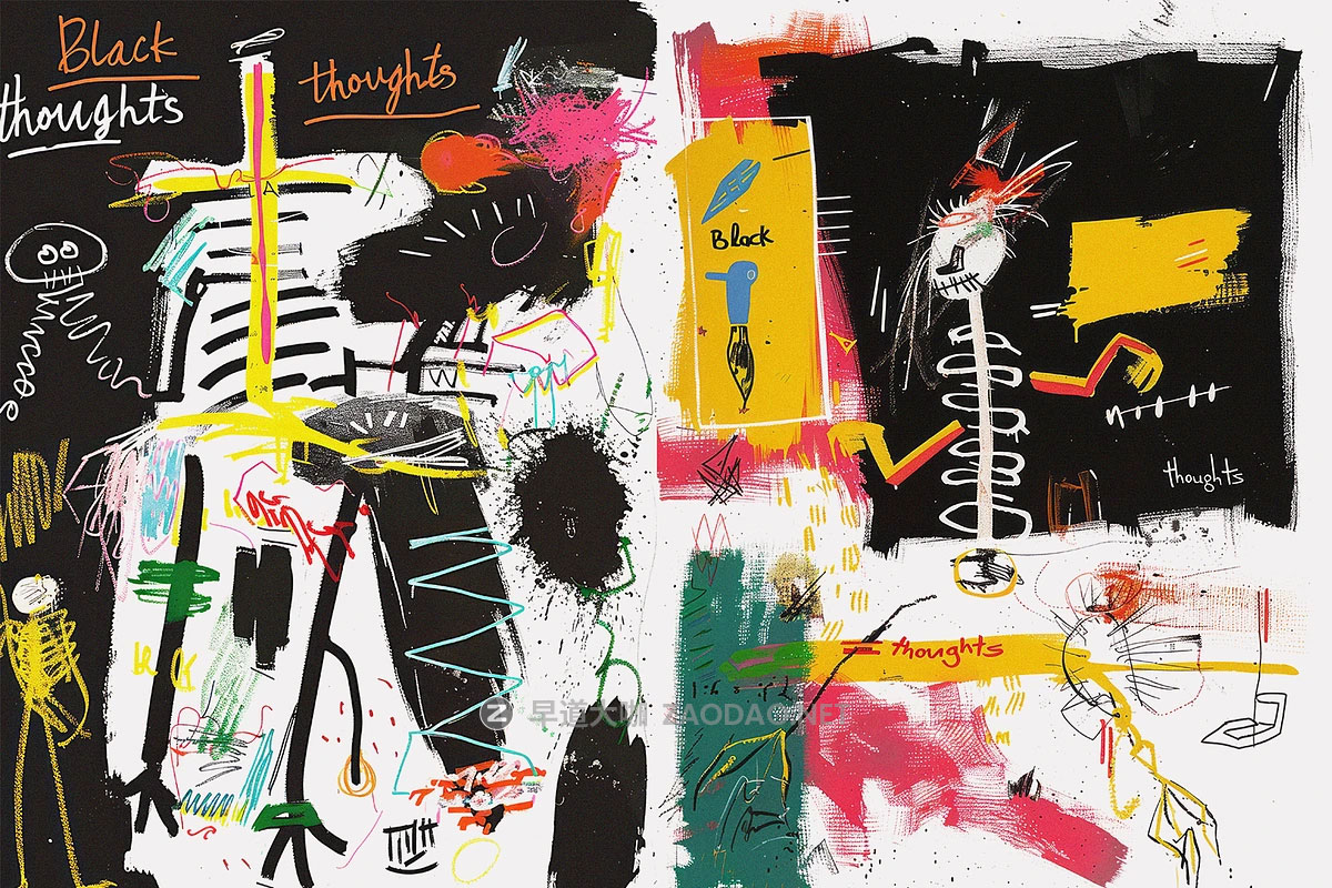 300 Go Crazy Like Basquiat by Lilithcollageart 300款复古潮流前卫街头涂鸦乱涂乱画新表现主义艺术PNG免抠图肌理纹理设计素材插图8