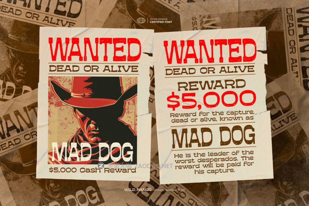 复古西部牛仔风格杂志包装电影设计衬线英文字体安装包 Wild Rango – Vintage Western Font插图4