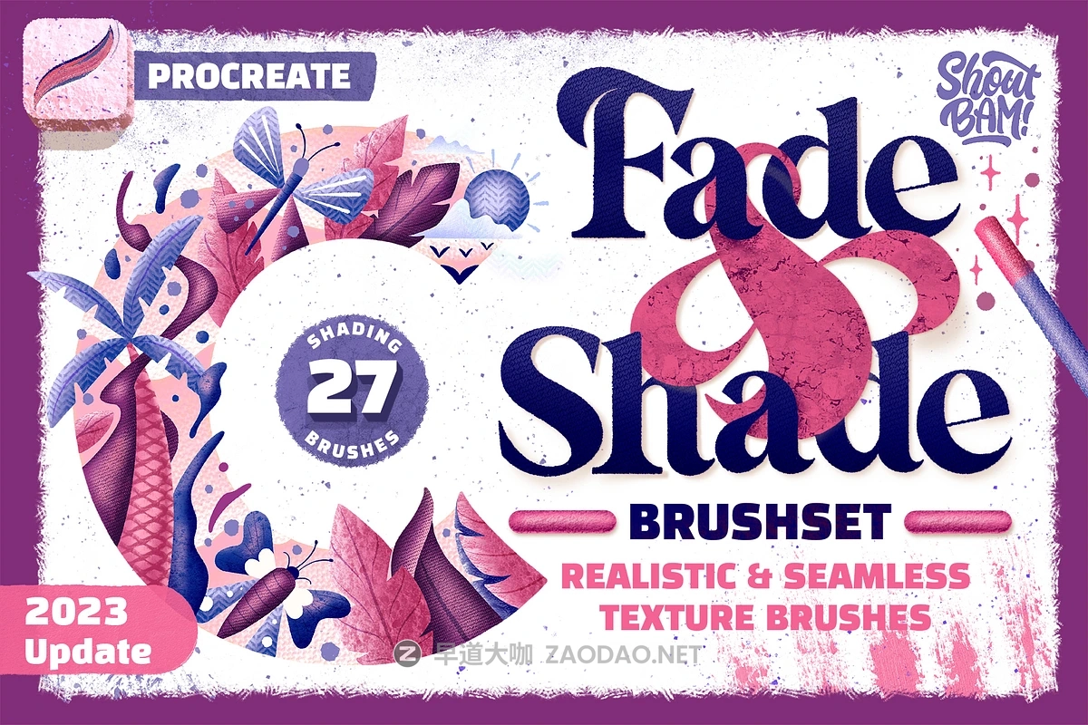 25款颗粒毛笔刷纺织布料纹理procreate笔刷/着色画笔素材包 Fade & Shade Brush Set & Tutorials插图 25款颗粒毛笔刷纺织布料纹理procreate笔刷/着色画笔素材包 Fade & Shade Brush Set & Tutorials插图