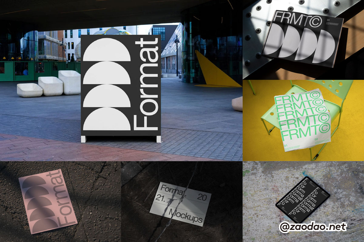 6款国外小众画册海报广告牌名片iPad平板报纸VI展示贴图PSD样机模板 Format Mockup – Branding Mockup Collection 05插图