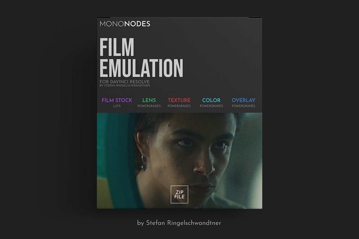 Mononodes - Film Emulation 复古电影美学胶片闪烁光晕颗粒模拟调色LUTS/达芬奇PowerGrades节点+镜头/遮 ...